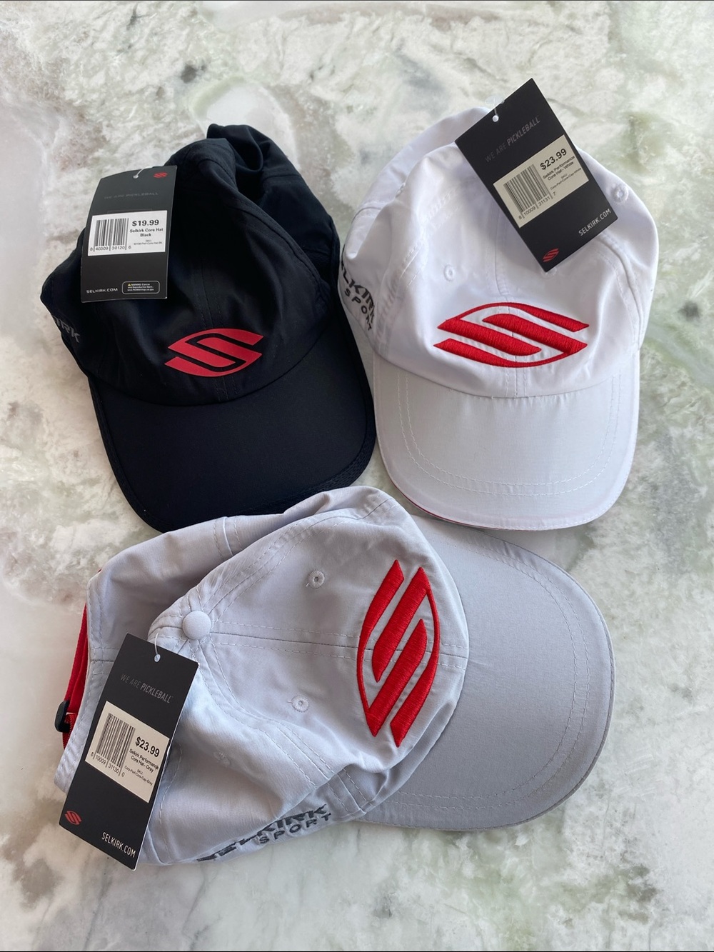 NWT 3 hats- Selkirk Performance Pickleball Caps — adjustable, unisex